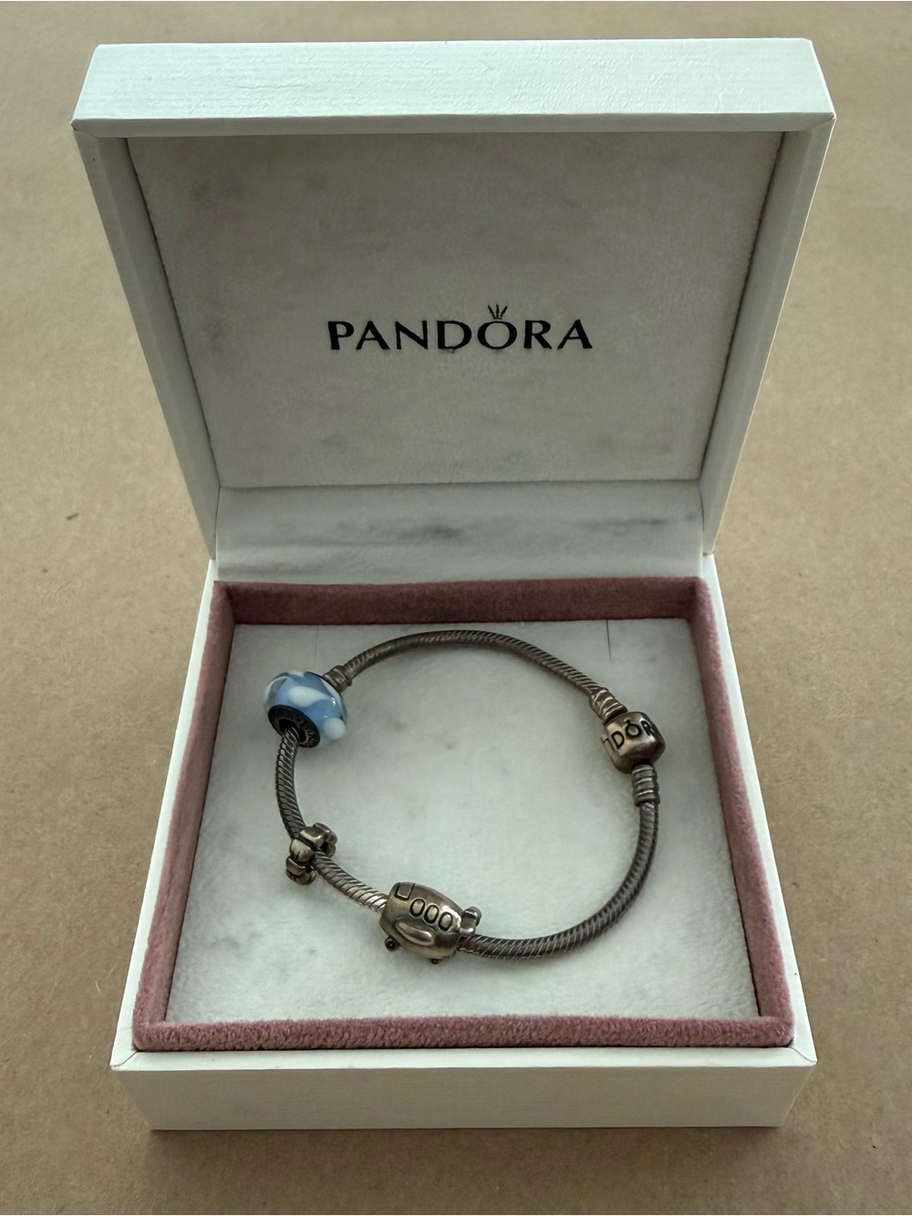 Pandora Silver Charm Bracelet with 3 Charms